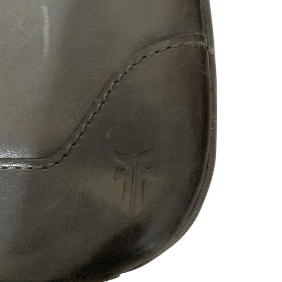 Frye Melissa Swing Crossbody Dark Gray Leather Plaid Lining Zip Closure - Picture 8 of 10